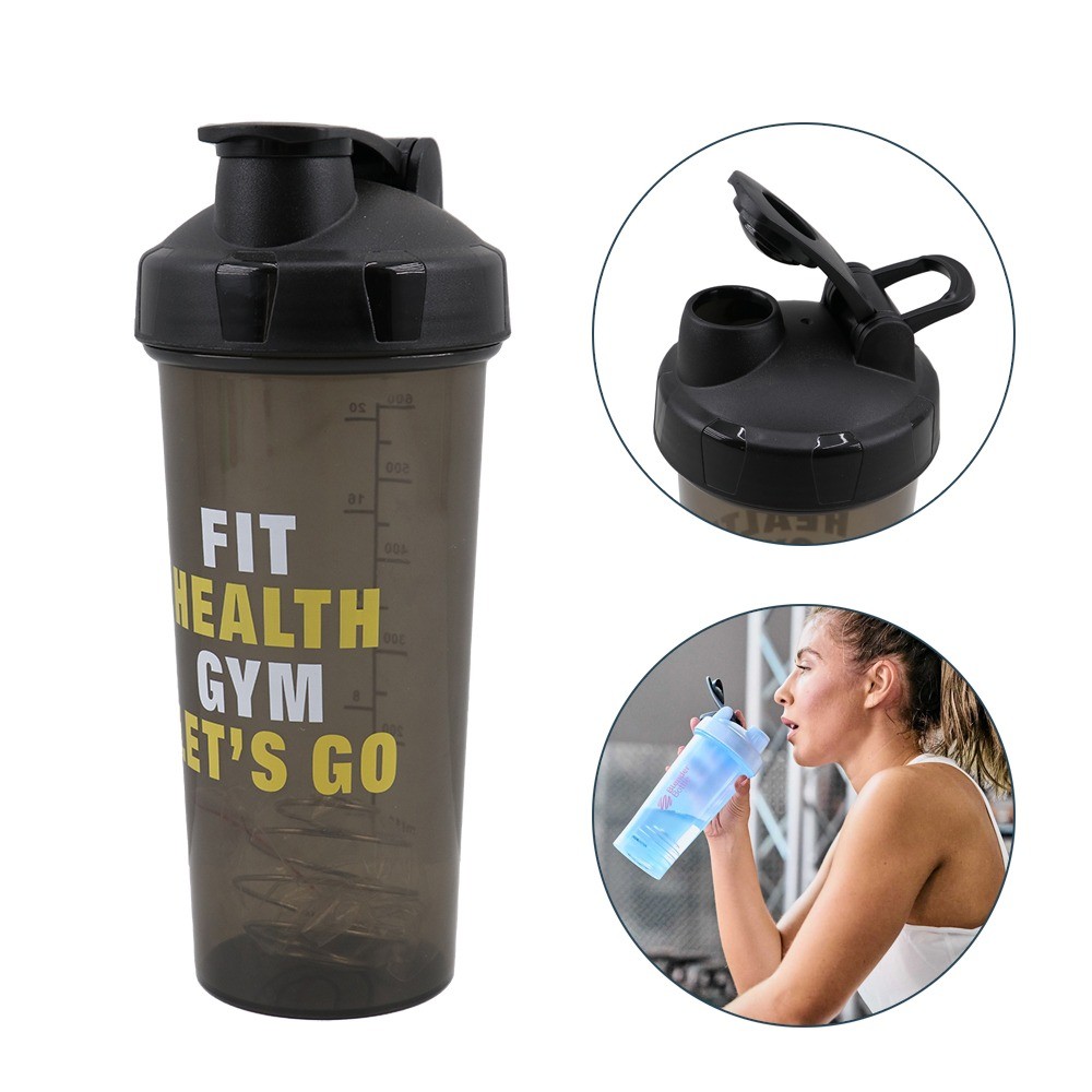 Fitnes Üçün Shaker 600ml Tutuma Sahib Rengli Su qabı